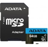 Карта памяти A-Data Premier AUSDX64GUICL10A1-RA1 microSDXC 64GB (с адаптером)