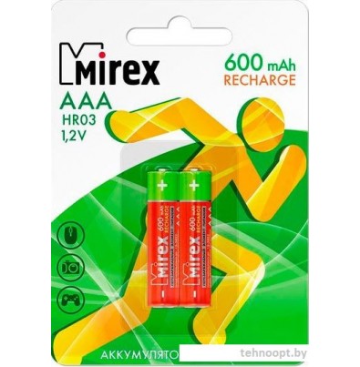 Аккумуляторы Mirex AAA 600mAh 2 шт HR03-06-E2