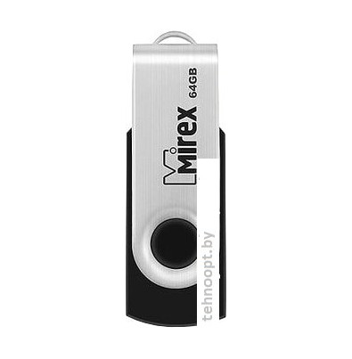 USB Flash Mirex Swivel Rubber 64GB (черный/серебристый)