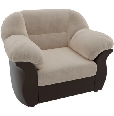 Интерьерное кресло Лига диванов Карнелла 105820 (велюр, бежевый/экокожа, коричневый)