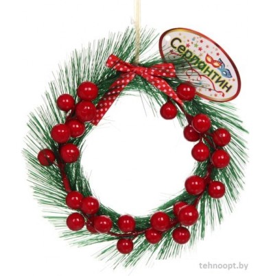 Рождественский венок Серпантин Спелая ягода 16 см (зеленый/красный) 201-1225