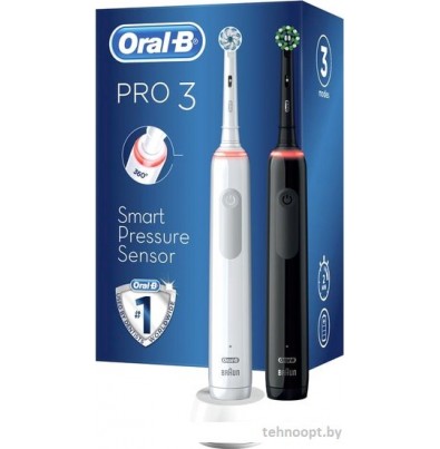 Комплект зубных щеток Oral-B Pro 3 3500 Duo Cross Action + Sensi White D505.523.3H