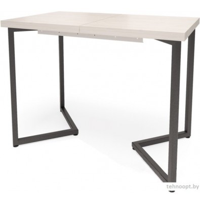 Кухонный стол Millwood Лофт Лондон Л 120-160x80x76 (дуб белый Craft-металл черный)