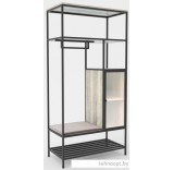 Стеллаж Hype Mebel Босс 100x200 (черный/древесина белая/велюр серый)