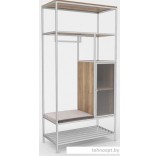 Стеллаж Hype Mebel Босс 120x200 (белый/дуб галифакс натуральный/велюр серый)