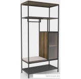 Стеллаж Hype Mebel Босс 120x200 (черный/дуб галифакс олово/велюр серый)