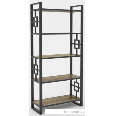 Стеллаж Hype Mebel Квадро 50x170 (черный/дуб галифакс олово)