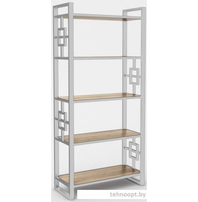 Стеллаж Hype Mebel Квадро 80x200 (белый/дуб галифакс натуральный)