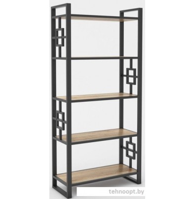 Стеллаж Hype Mebel Квадро 80x200 (черный/древесина белая)