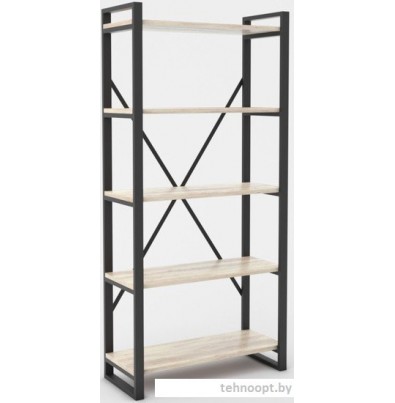 Стеллаж Hype Mebel Стандарт-2 50x200 (черный/древесина белая)