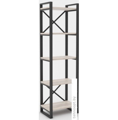 Стеллаж Hype Mebel Стандарт 50x170 (черный/древесина белая)