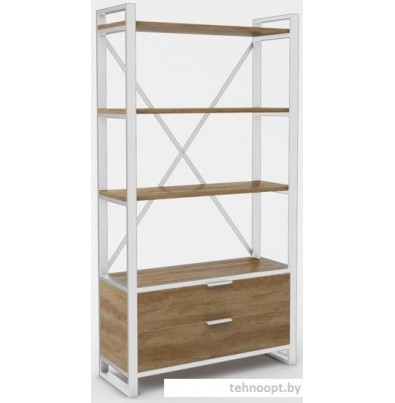 Стеллаж Hype Mebel Стандарт Люкс 50x170 (белый/дуб галифакс олово)
