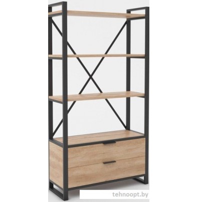 Стеллаж Hype Mebel Стандарт Люкс 50x170 (черный/дуб галифакс натуральный)