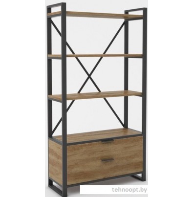 Стеллаж Hype Mebel Стандарт Люкс 50x170 (черный/дуб галифакс олово)