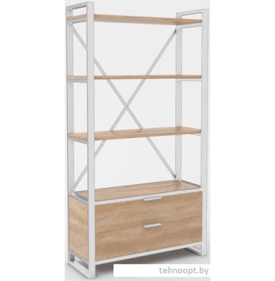 Стеллаж Hype Mebel Стандарт Люкс 50x200 (белый/дуб галифакс натуральный)