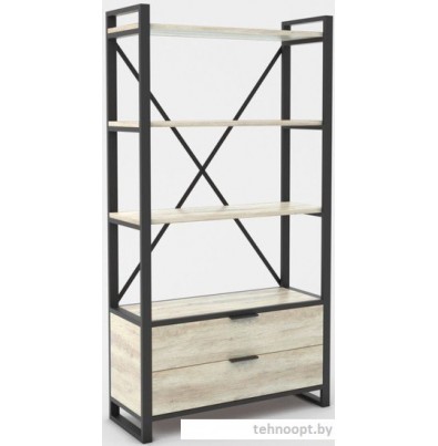 Стеллаж Hype Mebel Стандарт Люкс 50x200 (черный/древесина белая)