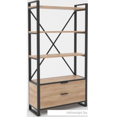 Стеллаж Hype Mebel Стандарт Люкс 50x200 (черный/дуб галифакс натуральный)