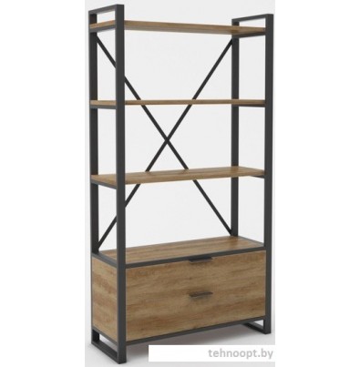 Стеллаж Hype Mebel Стандарт Люкс 50x200 (черный/дуб галифакс олово)