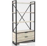 Стеллаж Hype Mebel Стандарт Люкс 80x170 (черный/древесина белая)