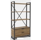 Стеллаж Hype Mebel Стандарт Люкс 80x200 (черный/дуб галифакс олово)