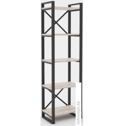 Стеллаж Hype Mebel Стандарт 80x200 (черный/древесина белая)