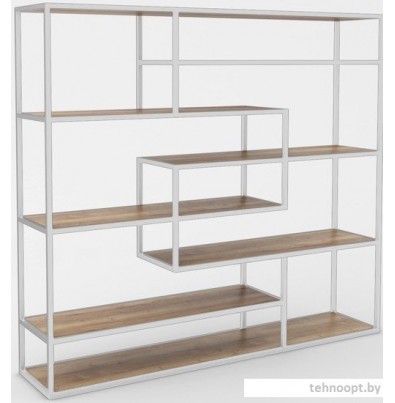 Стеллаж Hype Mebel Зиг-Заг 200x150 (белый/дуб галифакс натуральный)