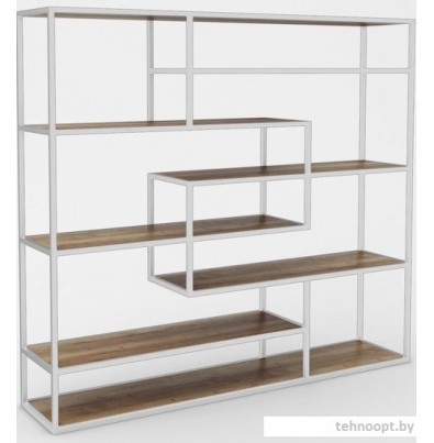 Стеллаж Hype Mebel Зиг-Заг 200x150 (белый/дуб галифакс олово)