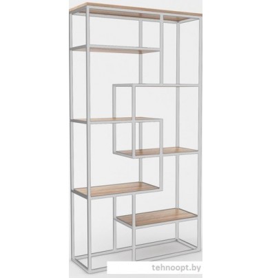 Стеллаж Hype Mebel Зиг-Заг-2 100x170 (белый/дуб галифакс натуральный)