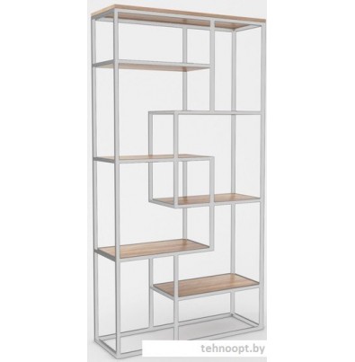 Стеллаж Hype Mebel Зиг-Заг-2 120x200 (белый/дуб галифакс натуральный)