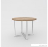Кухонный стол Hype Mebel Раунд раздвижной 100x100 (белый/дуб галифакс натуральный)