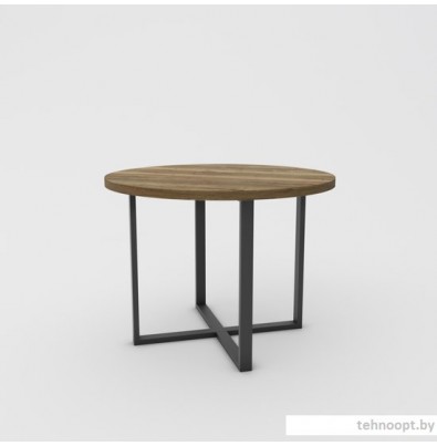 Кухонный стол Hype Mebel Раунд раздвижной 100x100 (черный/дуб галифакс олово)