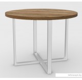 Кухонный стол Hype Mebel Раунд раздвижной 80x80 (белый/дуб галифакс олово)