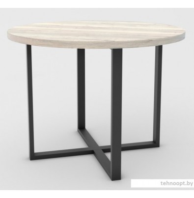 Кухонный стол Hype Mebel Раунд раздвижной 100x100 (черный/древесина белая)