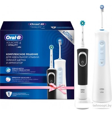 Электрическая зубная щетка и ирригатор Oral-B Aquacare 4 MDH20.016.2 + Vitality Pro Cross Action D100.413.1