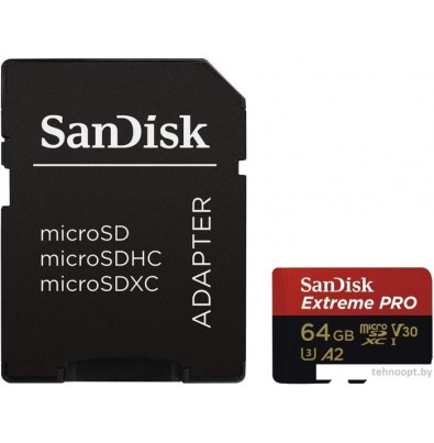 Карта памяти SanDisk Extreme PRO microSDXC SDSQXCU-064G-GN6MA 64GB (с адаптером)