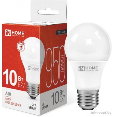 Светодиодная лампочка In Home LED-A60-VC 10Вт 230В Е27 4000К 950Лм 4690612020211