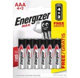 Батарейка Energizer Max LR03 AAA BL4+2 6 шт. E300157304P
