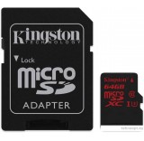 Карта памяти Kingston microSDXC UHS-I U3 (Class 10) 64GB (SDCA3/64GB)