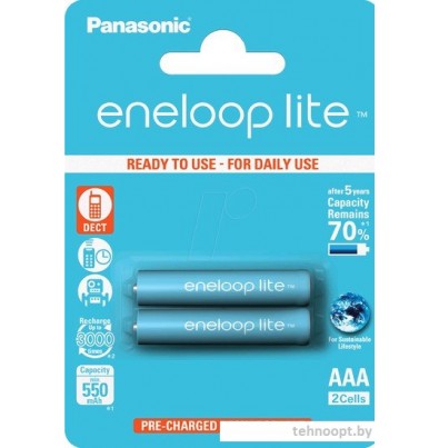 Аккумуляторы Panasonic Eneloop Lite AAA 550mAh 2 шт. [BK-4LCCE/2BE]